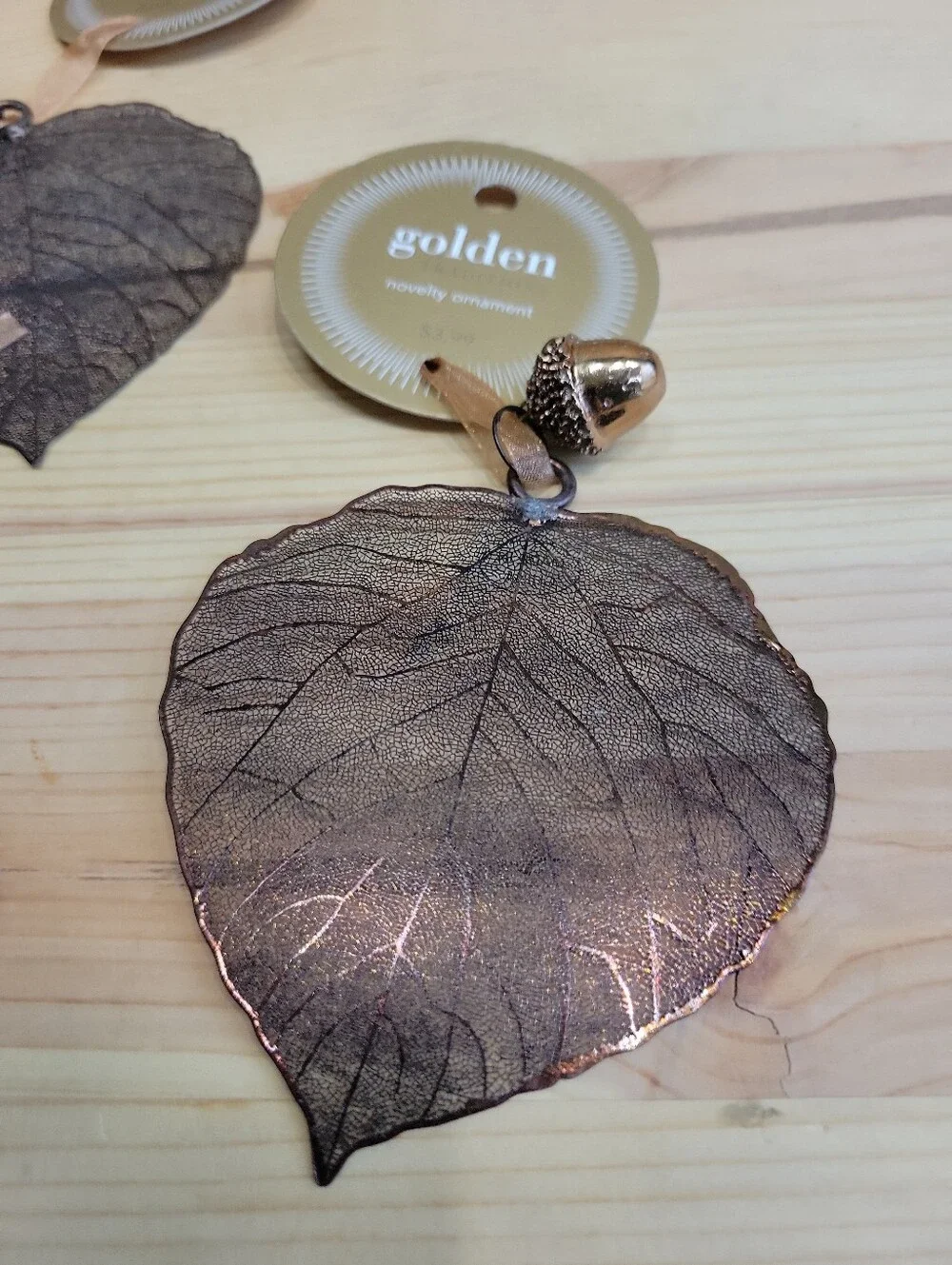 Martha Stewart 5 Oak Leaf Gold & 3 Bronze Aspen Leaf  ORNAMENT Christmas Hoilday
